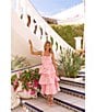 Gianni Bini x Shea Leigh Mills Dolly Printed Sateen Tiered Midi Dress, Color:Bubblegum Pink - Image 4