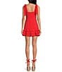 Gianni Bini x Shea Leigh Mills Julia Jacquard Square Neck Sleeveless Tie Strap Mini Ruffle A-Line Dress, Color:Tango - Image 2