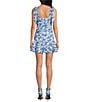 Gianni Bini x Shea Leigh Mills Sophia Printed Satin Mini Ruffle Dress, Color:Blue Tropical - Image 3