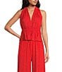 Gianni Bini x Shea Leigh Mills Spritz Jacquard Coordinating Halter Top, Color:Tango - Image 2
