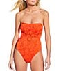 Gianni Bini x Shea Leigh Mills Spritz Lace Textured Bandeau Belted One Piece Swimsuit, Color:Sebastian - Image 4