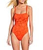 Gianni Bini x Shea Leigh Mills Spritz Lace Textured Bandeau Belted One Piece Swimsuit, Color:Sebastian - Image 1
