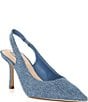 Gianni Bini x Sydney Silverman Christina Denim Pointed Toe Slingback Pumps - Image 1