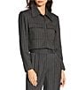 Gianni Bini x Sydney Silverman The Drew Stripe Suiting Long Sleeve Coordinating Cropped Blazer, Color:Grey Stripe - Image 2