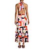 Color:Abstract Print - Image 6 - x Venita Aspen Andrea Abstract Print Sateen Halter Neck A-line Maxi Dress