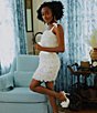 Color:Ivory - Image 2 - x Venita Aspen Aspen Plisse Pearl Trim Mini Skirt