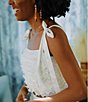 Color:Ivory - Image 1 - x Venita Aspen Aspen Plisse Pearl Trim Straight Neck Tie Straps Blouse