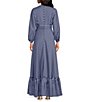 Color:Navy/Blue - Image 6 - x Venita Aspen Genevieve Novelty Stripe V-Neck Long Sleeve A-line Dress