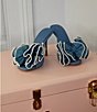 Color:Solstice Blue - Image 1 - x Venita Aspen Harlow Denim Pleated Pearl Bow Dress Sandals
