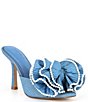 Color:Solstice Blue - Image 2 - x Venita Aspen Harlow Denim Pleated Pearl Bow Dress Sandals