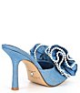Color:Solstice Blue - Image 3 - x Venita Aspen Harlow Denim Pleated Pearl Bow Dress Sandals