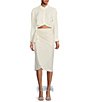 Color:Ivory - Image 5 - x Venita Aspen Jessamine Denim Blend Pearl Detail Faux Wrap Skirt