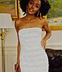Color:Ivory - Image 2 - x Venita Aspen Odette Plisse Pearl Trim Strapless Sheath Midi Dress