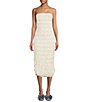 Color:Ivory - Image 4 - x Venita Aspen Odette Plisse Pearl Trim Strapless Sheath Midi Dress