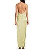 Gianni Bini Yelena Satin High Mock Neck Sleeveless Long Sheath Dress, Color:Light Yellow - Image 2