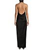 Gianni Bini Yelena Satin High Mock Neck Sleeveless Long Sheath Dress, Color:Black - Image 2
