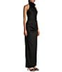 Gianni Bini Yelena Satin High Mock Neck Sleeveless Long Sheath Dress, Color:Black - Image 3