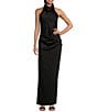Gianni Bini Yelena Satin High Mock Neck Sleeveless Long Sheath Dress, Color:Black - Image 1