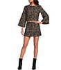 Gianni Bini Zebra Printed Jewel Neck Long Sleeve Jacquard Fawn Coordinating Top - Image 3