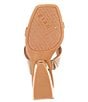 Color:Caramel Brown - Image 6 - Zeema Cut Out Curved Leather Architectural Wedge Sandals