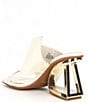 Color:Eggshell - Image 3 - Zeema Cut Out Curved Patent Leather Architectural Wedge Sandals