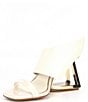 Color:Eggshell - Image 4 - Zeema Cut Out Curved Patent Leather Architectural Wedge Sandals