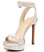 Color:Sand Gold - Image 4 - Zinnaa Jewel Embellished Ankle Strap Glitter Platform Sandals