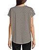 Gibson & Latimer Bias Stripe Knit V-Neck Dropped Short Sleeve Shell Shirttail Tee Shirt, Color:Black/Ivory - Image 2