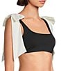 Gibson & Latimer Cannes 4-Way Stretch Color Block Bow Strap Square Neck Bralette Swim Top - Image 4