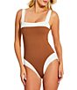 Gibson & Latimer Cannes Color Block 4-Way Stretch Bandeau One Piece Swimsuit, Color:Java - Image 1