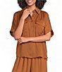 Gibson & Latimer Collared Partial Button Down Short Sleeve Coordinating Shirt - Image 1