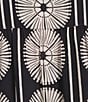 Gibson & Latimer Coordinating Fan Print Woven Split Round Dropped Short Roll Tab Sleeve Hi-Low Shirttail Blouse, Color:Black/Pebble - Image 4