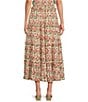 Color:Khaki/Multi - Image 2 - Coordinating Floral Printed Tiered Maxi Skirt