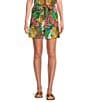 Color:Tropical - Image 1 - Coordinating Printed High Rise Self Tie Belted Trouser Shorts