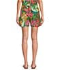 Color:Tropical - Image 2 - Coordinating Printed High Rise Self Tie Belted Trouser Shorts