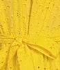 Gibson & Latimer Eyelet Split Round Neck Elbow Puff Sleeve Button Down Belted Scallop Hem Pocketed A-Line Dress, Color:Sunlight - Image 3