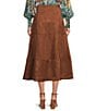 Gibson & Latimer Faux Suede High Rise A-Line Flounce Midi Skirt, Color:Honeywood - Image 2