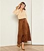 Gibson & Latimer Faux Suede High Rise A-Line Flounce Midi Skirt, Color:Honeywood - Image 5