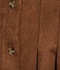Gibson & Latimer Faux Suede Point Collar Short Dolman Sleeve Button Front Ruched Fit and Flare Shirt Midi Dress, Color:Honeywood - Image 3