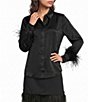 Gibson & Latimer Feather Cuff Satin Blouse - Image 1