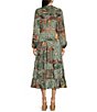 Gibson & Latimer Floral Leaf Print Tiered Long Sleeve Tie Waist Wrap ...