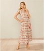Color:Khaki/Multi - Image 4 - Floral Printed Ruffle Neck Cap Sleeve Tiered Maxi Dress