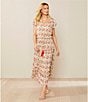 Color:Khaki/Multi - Image 5 - Floral Printed Ruffle Neck Cap Sleeve Tiered Maxi Dress
