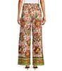 Gibson & Latimer Floral Printed Self Tie High Waist Wide Leg Coordinating Pull-On Pants, Color:Soft Pink - Image 2