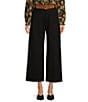 Color:Black - Image 1 - High Rise Wide Leg Front Pocket Belted Ponte Pants