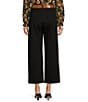 Color:Black - Image 2 - High Rise Wide Leg Front Pocket Belted Ponte Pants