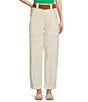 Color:Ivory - Image 1 - High Rise Tapered Leg Belted Cargo Pants