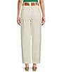 Color:Ivory - Image 2 - High Rise Tapered Leg Belted Cargo Pants