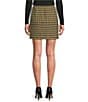 Gibson & Latimer Houndstooth Woven Wool Blend Mid Rise Pencil Coordinating Mini Skirt, Color:Green Multi. - Image 2