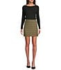 Gibson & Latimer Houndstooth Woven Wool Blend Mid Rise Pencil Coordinating Mini Skirt, Color:Green Multi. - Image 3